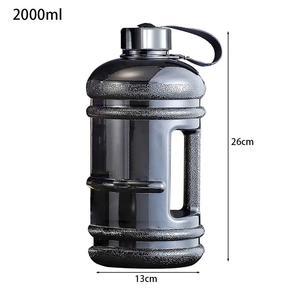 Training Sports Workout Drink Bottle 2L PETG Large Capacity Water Bottle Shaker Bottle with Handle Outdoor Gym Gallon Bottle