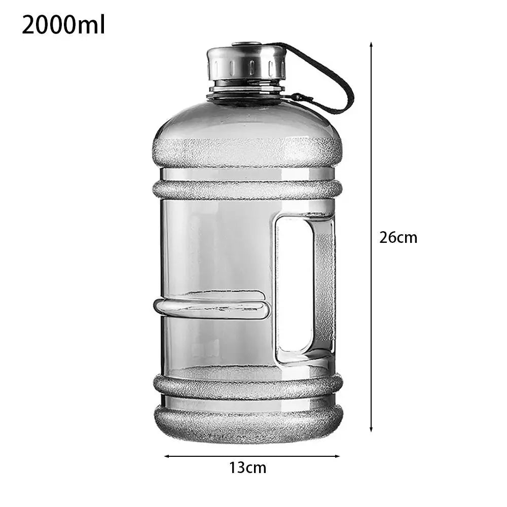 Training Sports Workout Drink Bottle 2L PETG Large Capacity Water Bottle Shaker Bottle with Handle Outdoor Gym Gallon Bottle