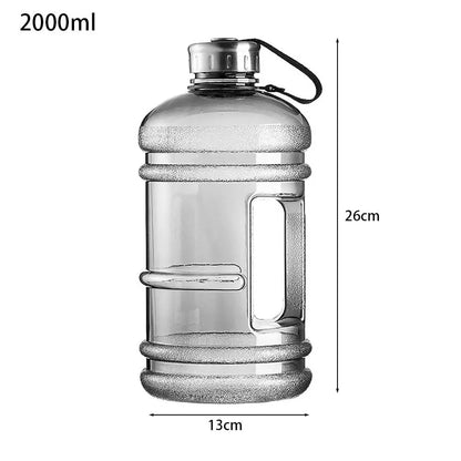 Training Sports Workout Drink Bottle 2L PETG Large Capacity Water Bottle Shaker Bottle with Handle Outdoor Gym Gallon Bottle