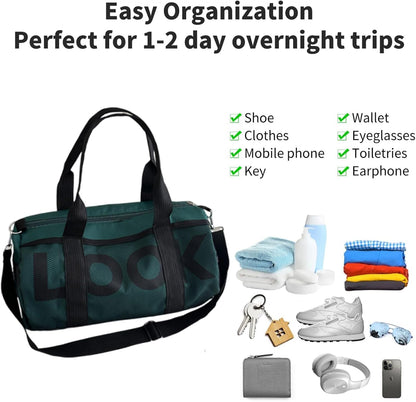 Gym Bag Smal, Small Holdall, Mini Gym Bag, Water Resistant Carry on Bag Sport Travel Training Journey, Overnight Travel Weekend Holdall Bags Fitness Handbag for Workout