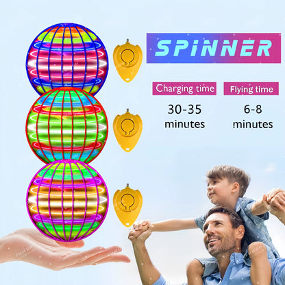 LED Light up Flying Ball Boomerang - Magic Fly Nova Orb Hover Spinner Fidget Toy for Children Family Fun Gift