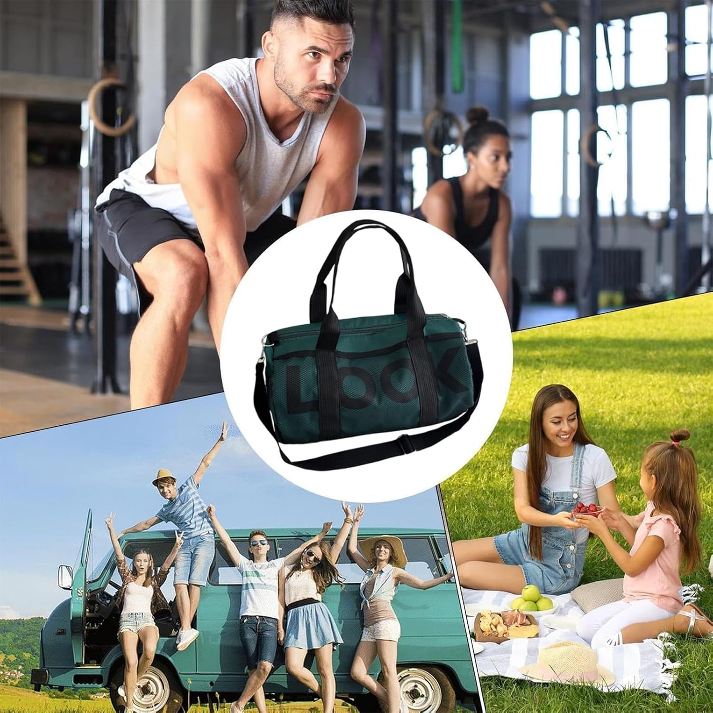 Gym Bag Smal, Small Holdall, Mini Gym Bag, Water Resistant Carry on Bag Sport Travel Training Journey, Overnight Travel Weekend Holdall Bags Fitness Handbag for Workout