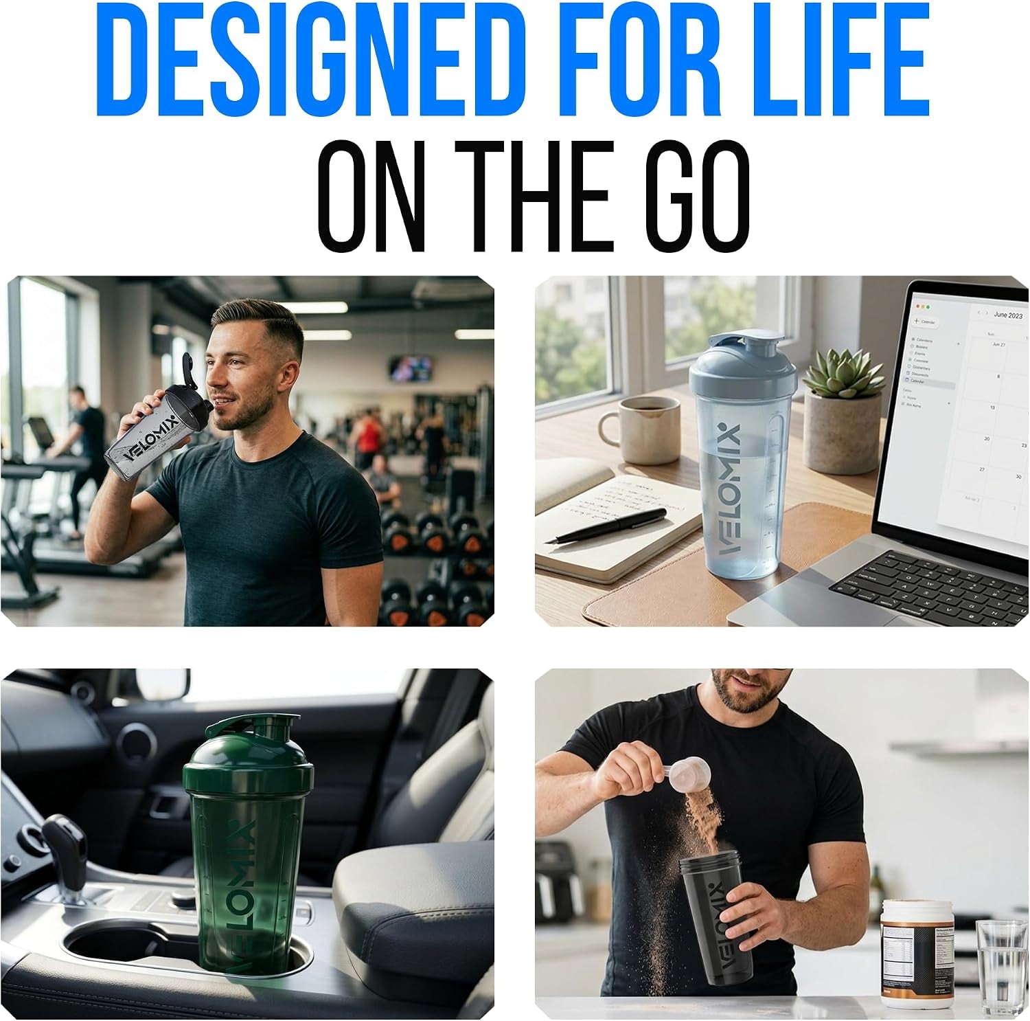 -8 PACK- 28 Oz Protein Shaker Bottle for Protein Mixes - 8X Wire Whisk | Leak Proof Shaker Cups for Protein Shakes | Stackable Protein Shaker Bottle Pack | Dishwasher Safe